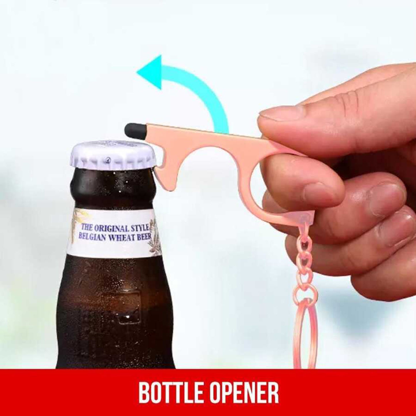 Promohigh No Touch Keychain with Cap - 3-Pack Touchscreen Friendly