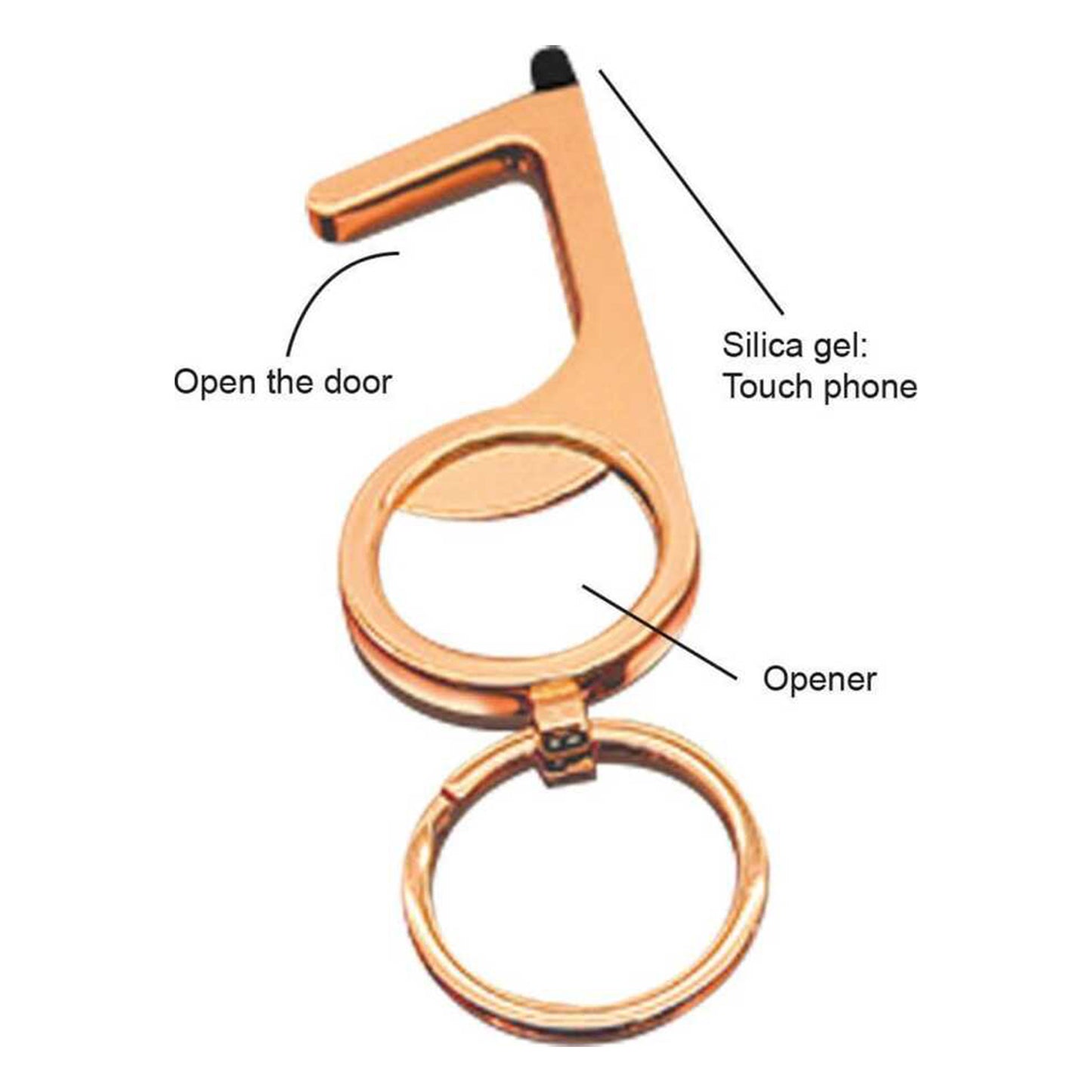 Promohigh No Touch Keychain Bronze - Touchscreen Friendly Tool