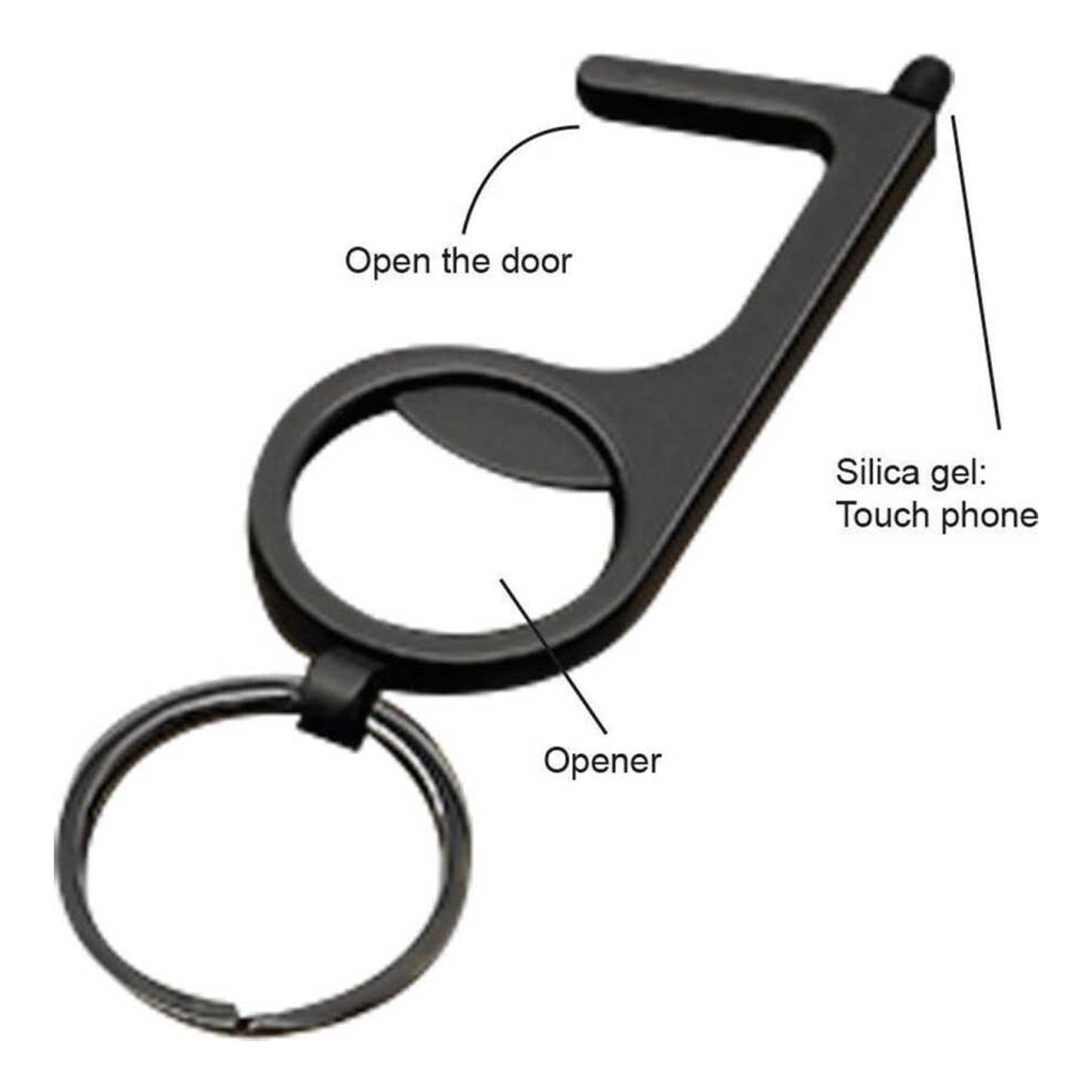 Promohigh No Touch Keychain Black - Touchscreen Friendly Tool