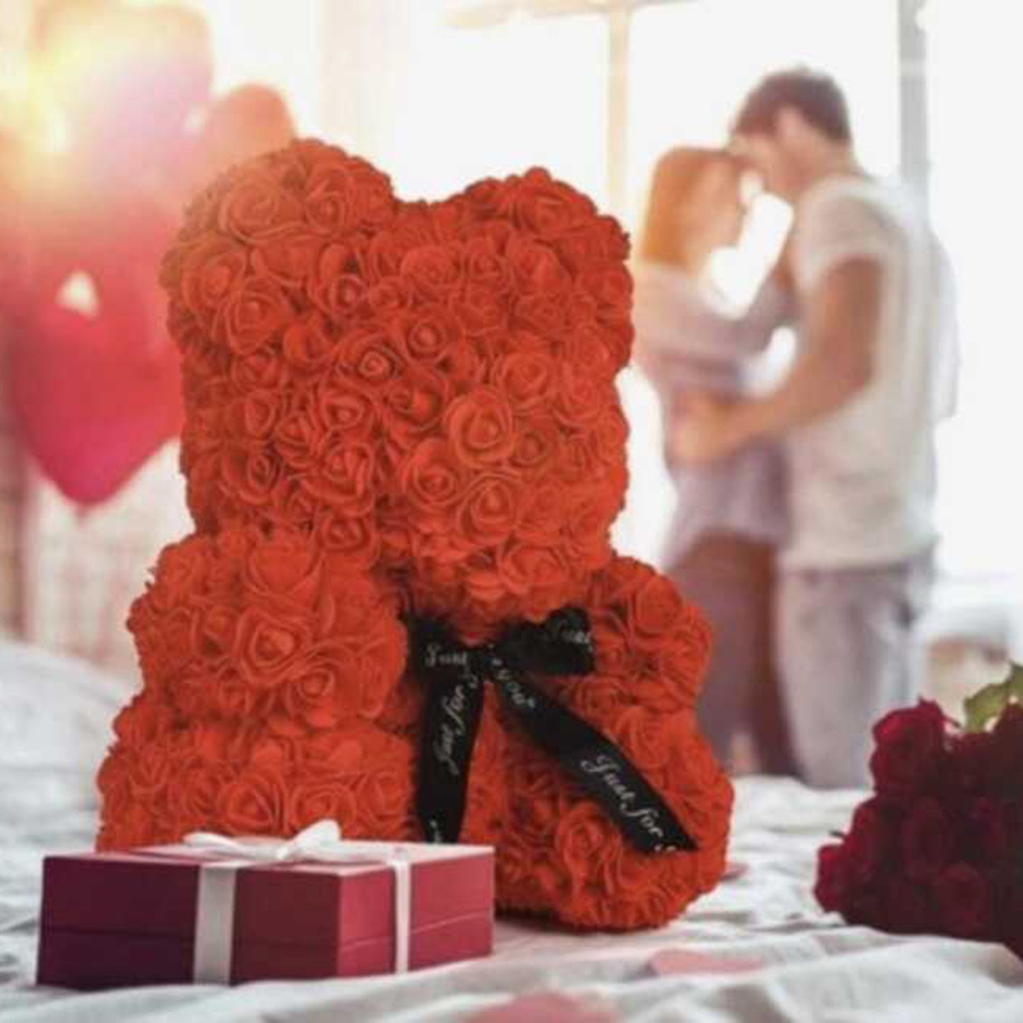 Red Roses Bear - 25 cm - Girlfriend | Love | Gift for her - Including Luxury Gift Box