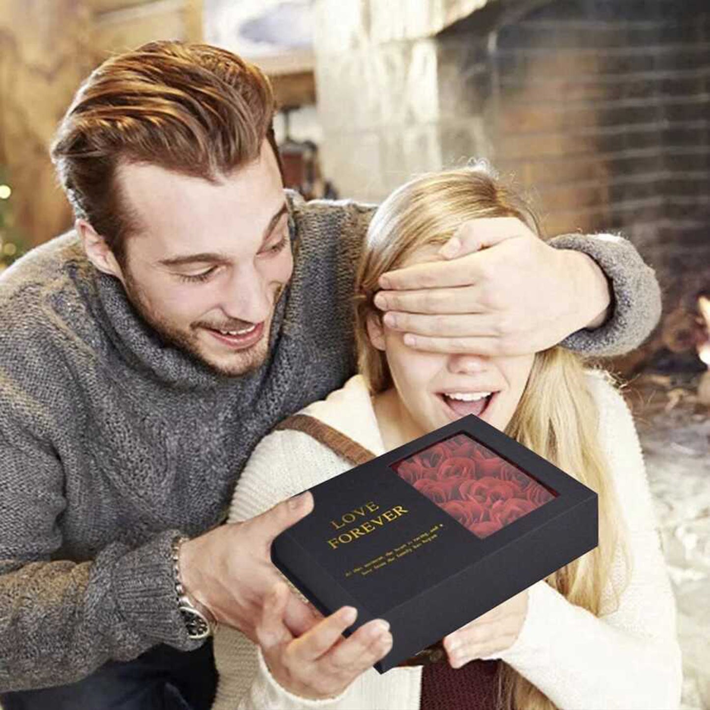 Red Roses Gift Box Set with Necklace - 12 Soap Roses Valentine's Day Gift