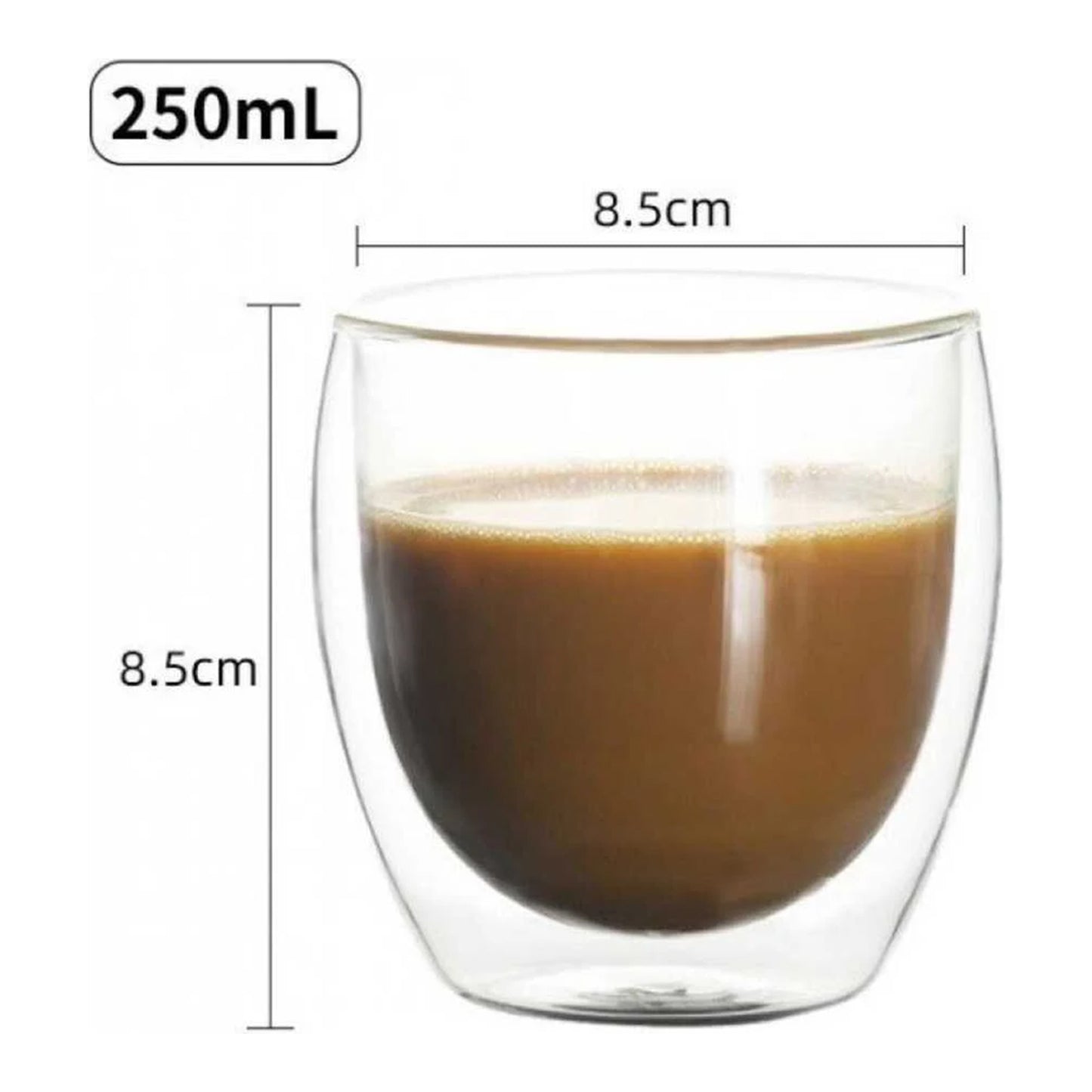 6x Double Wall Coffee Cups 250ml - Thermal Glass Tea Set