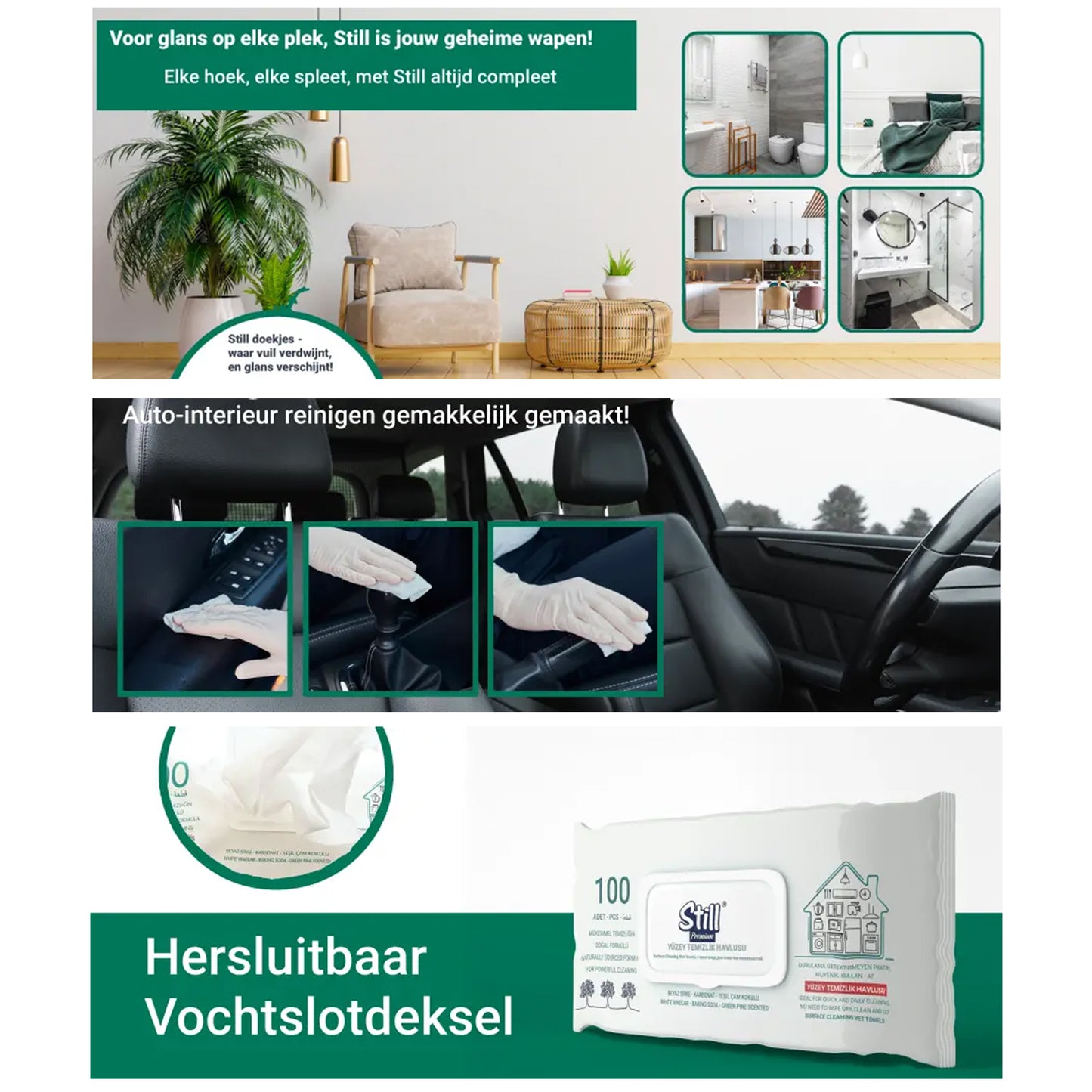 Still Maxi-Clean Wipes 6-Pack - Multifunctional Cleaning Cloths White Soap Scent