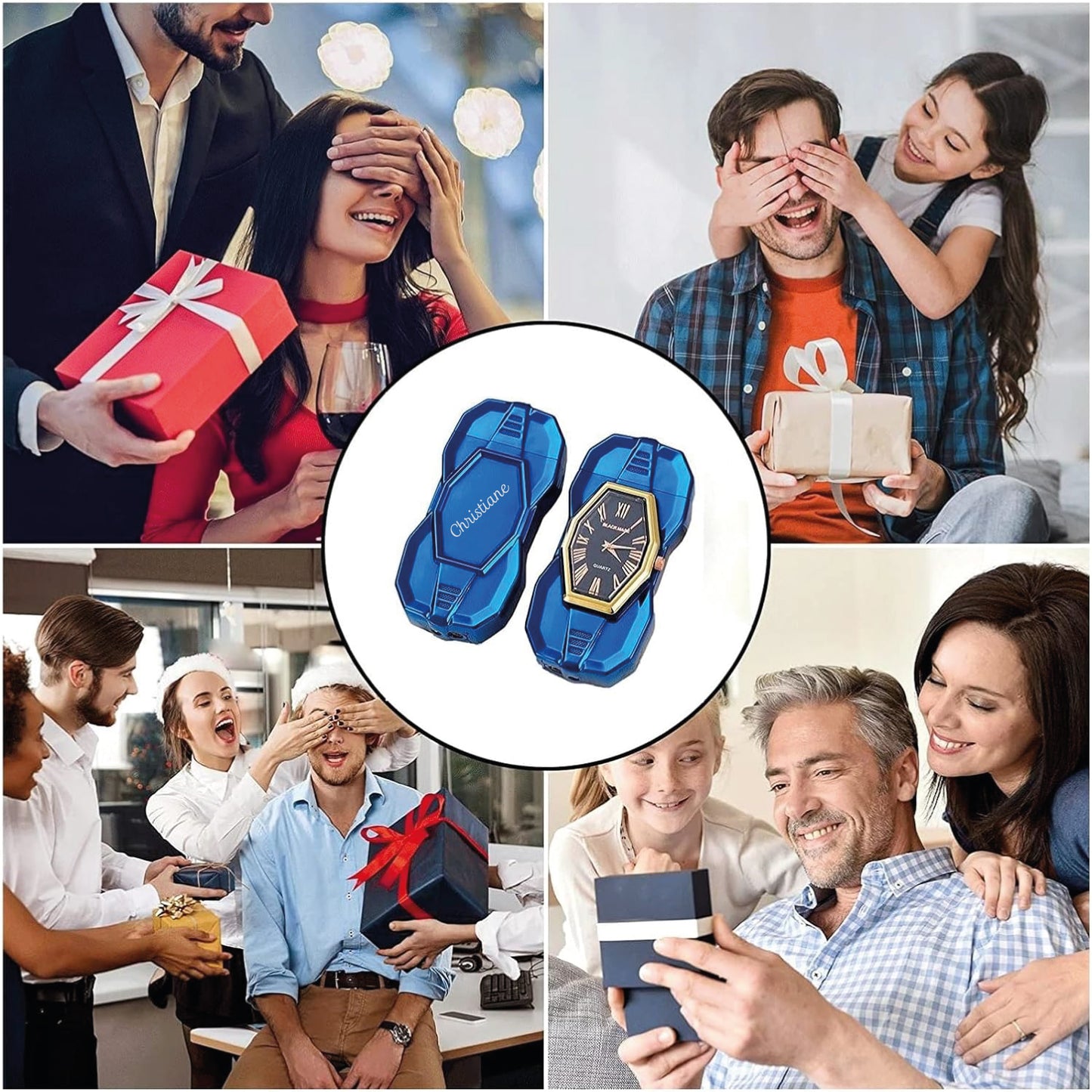 Custom Watch & Butane Lighter Set - Personalized Engraved Set Mixed Colors