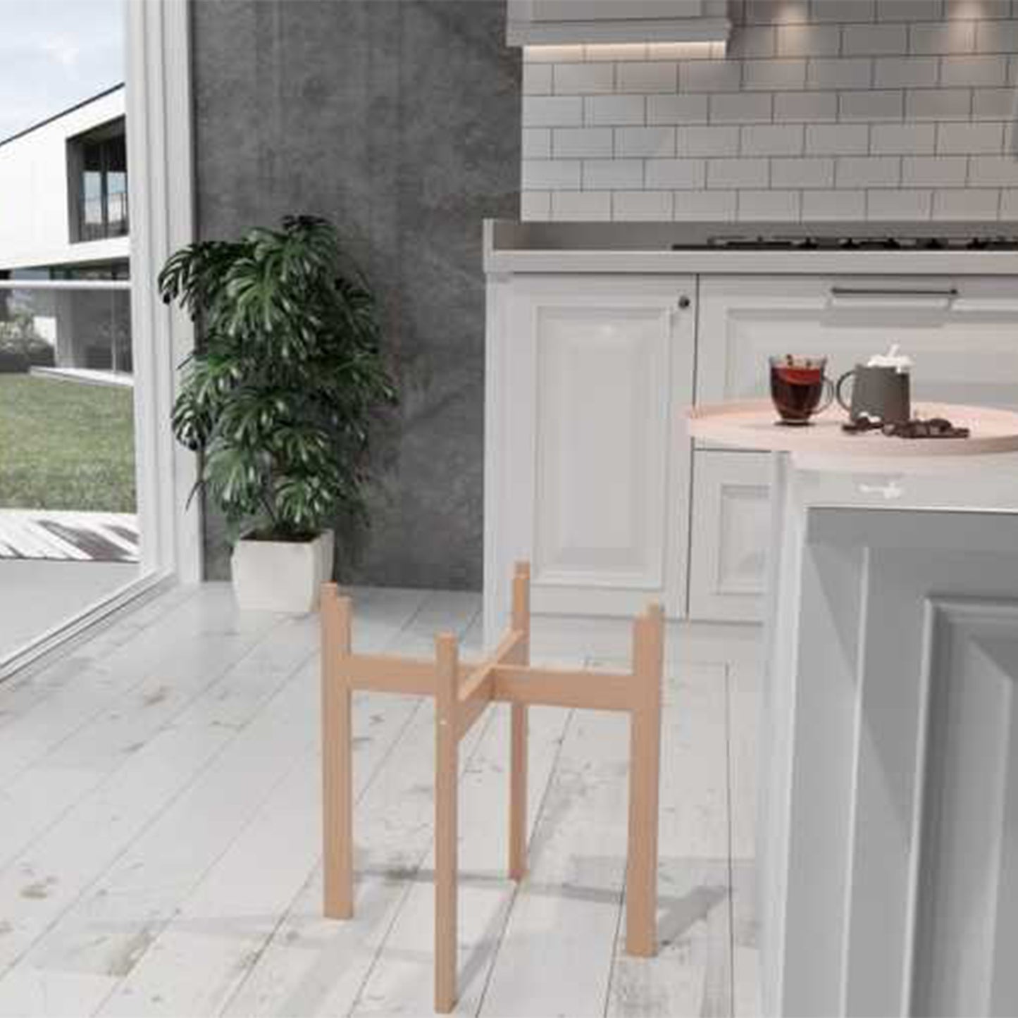 Tobeyz Multi-Function Side Table with Metal Tray - Black Wood 46.5x46.5x52cm