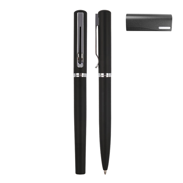 Black Pen Set - Ballpoint & Rollerball with Case Navy Ink 40609