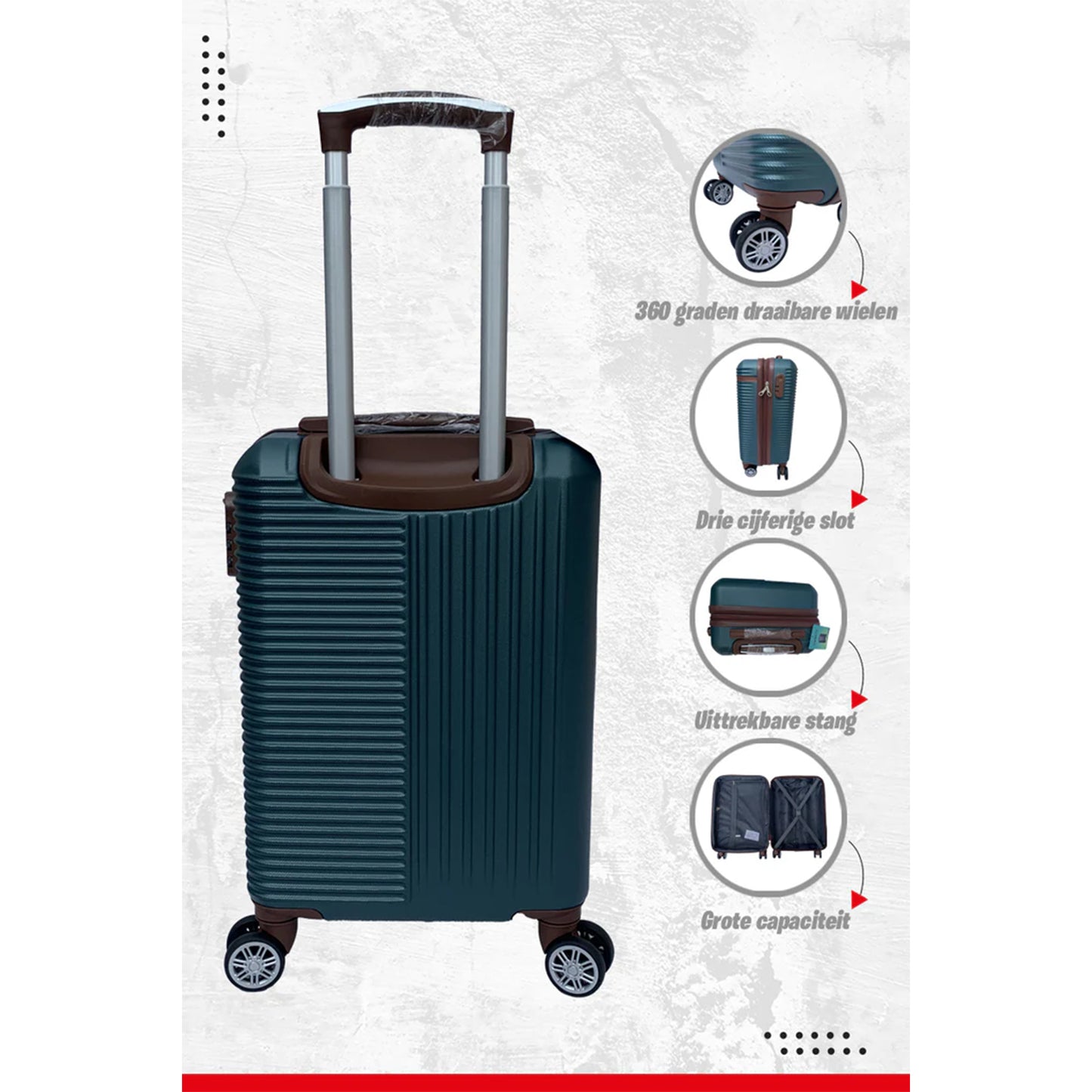 Tobeyz Premium Quality Luggage Set - 3-Piece Green Suitcase with Lock