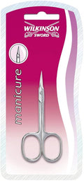 Manicureschaar van Wilkinson Sword met puntige uiteinden en een slank, zilverkleurig design.