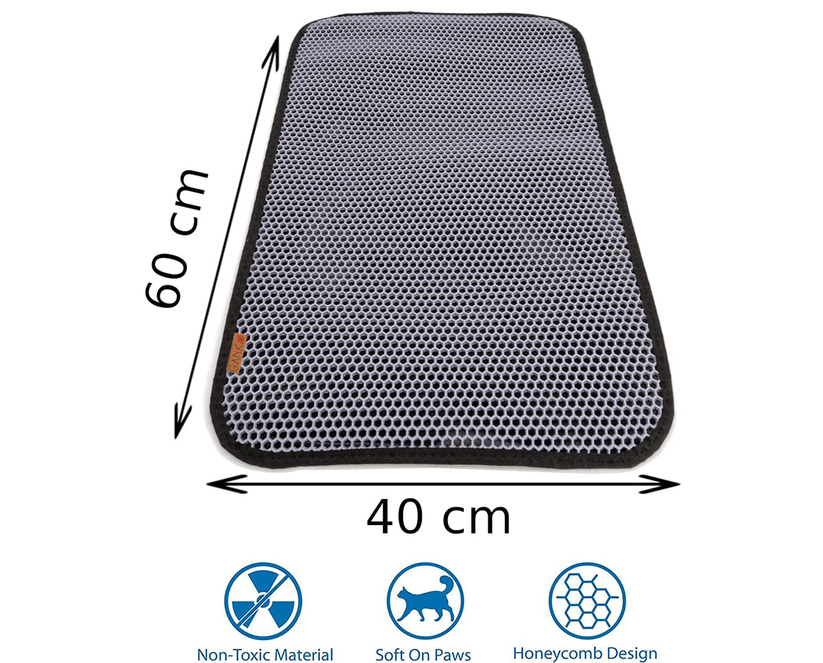 Tobeyz Cat Litter Mat Double Layer Grey - Grit Catcher with Filter