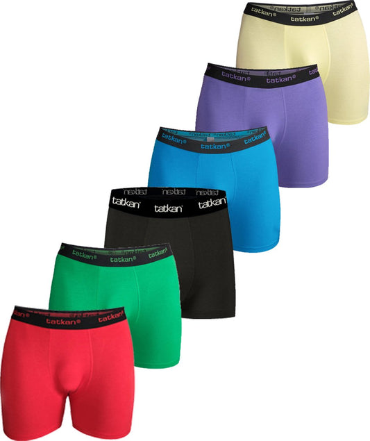 Underwear Men Modal Boxer Shorts Premium Men's Underwear Modal Boxer Shorts Normal Fit Size L 6-Pack Black Purple Red Turquoise Green Yellow