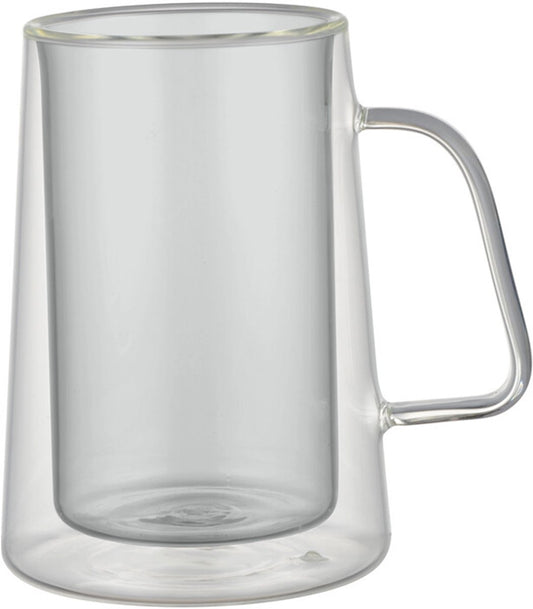 Schafer Latte Macchiato Glazen Dubbelwandig met Handvat 300ml Antraciet Set van 4 