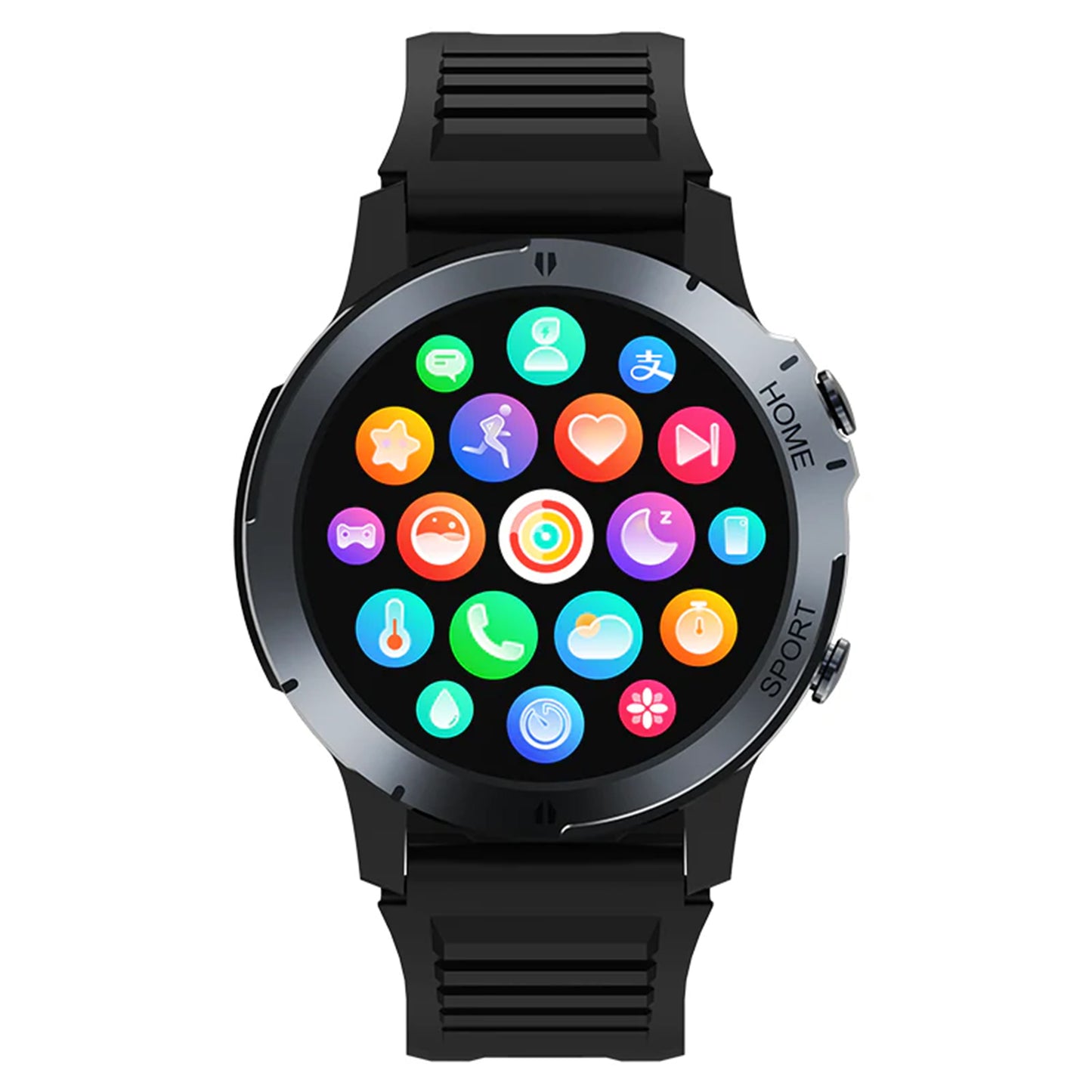 Electrox - Smartwatch met sportfuncties - Smart Horloge - Fitness Tracker - Bluetooth Smartwatch – Full Touchscreen - Bloeddruk & Hartslagmeter - Activity Tracker - Dames en Heren SmartWatch – Ronde - Zwart T35