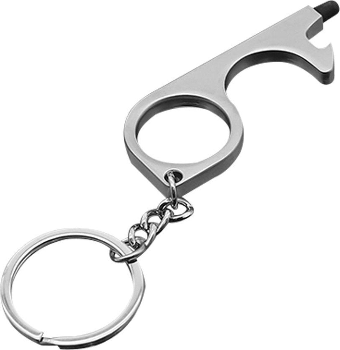 Premium Promohigh 3-Piece Silver No-Touch Keychain Set - Contactless Hygiene Tools for Safe Door Opening &amp; Touchscreen Use