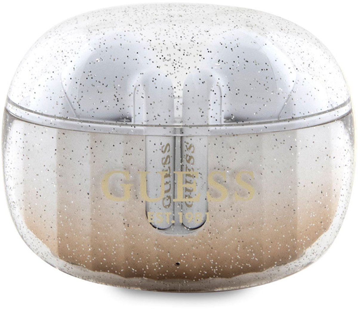 Guess Wireless Earphones TWS Glitter Gradient Gold - Luxury Designer Audio with Stunning Golden Visual Design, Premium Sound Quality &amp; Authentic Fashion Statement