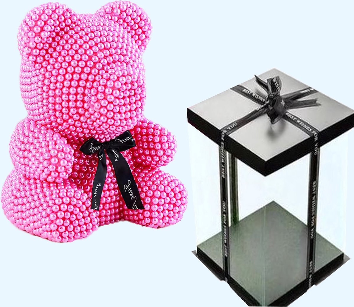 TOBEYZ Roze parel teddybeer 20 cm Valentijnsdag liefdescadeau Moederdag huwelijkscadeau 
