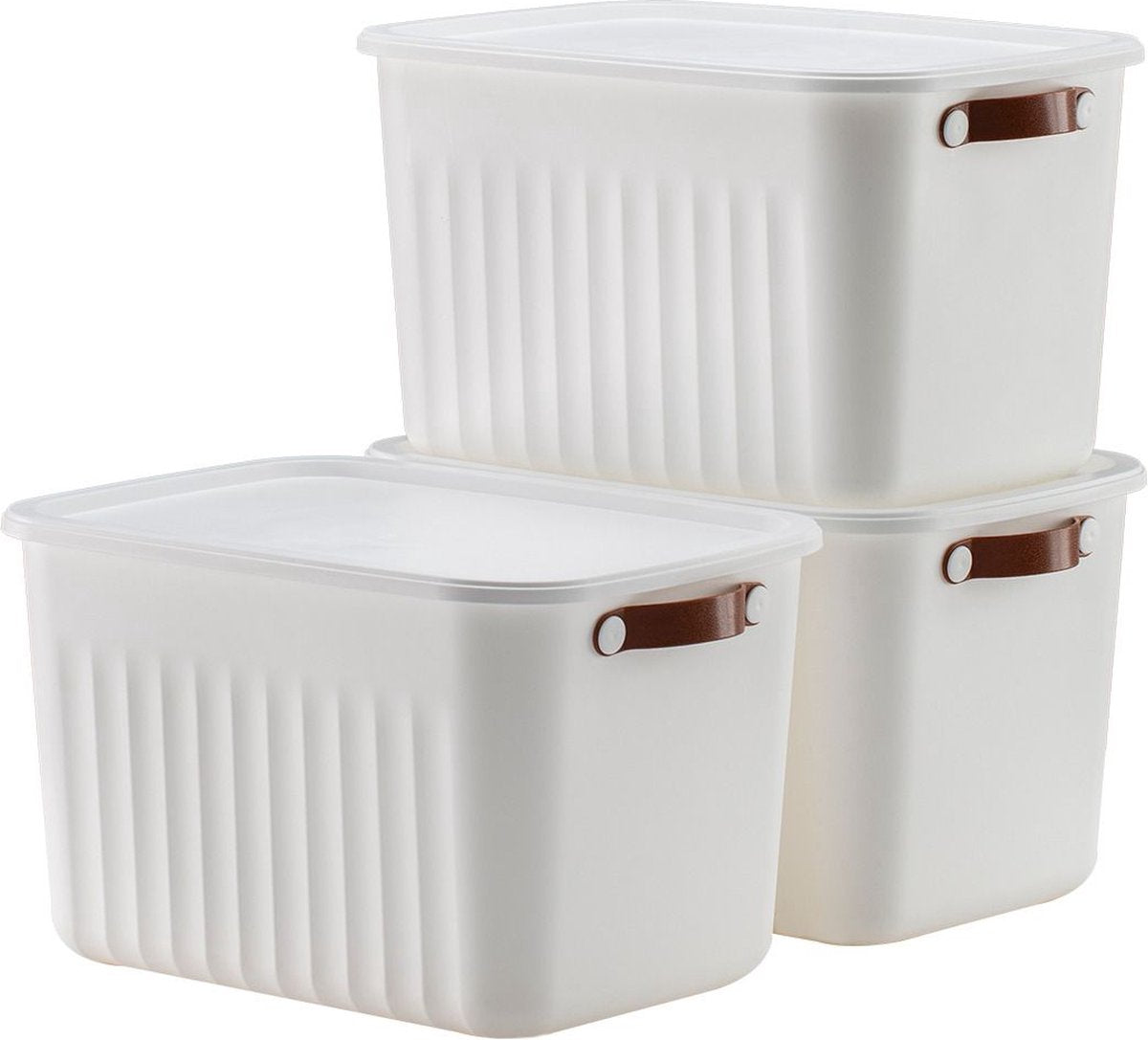 Tobeyz 15L BPA-Free Stackable Storage Bins with Lids (3-Pack, White)
