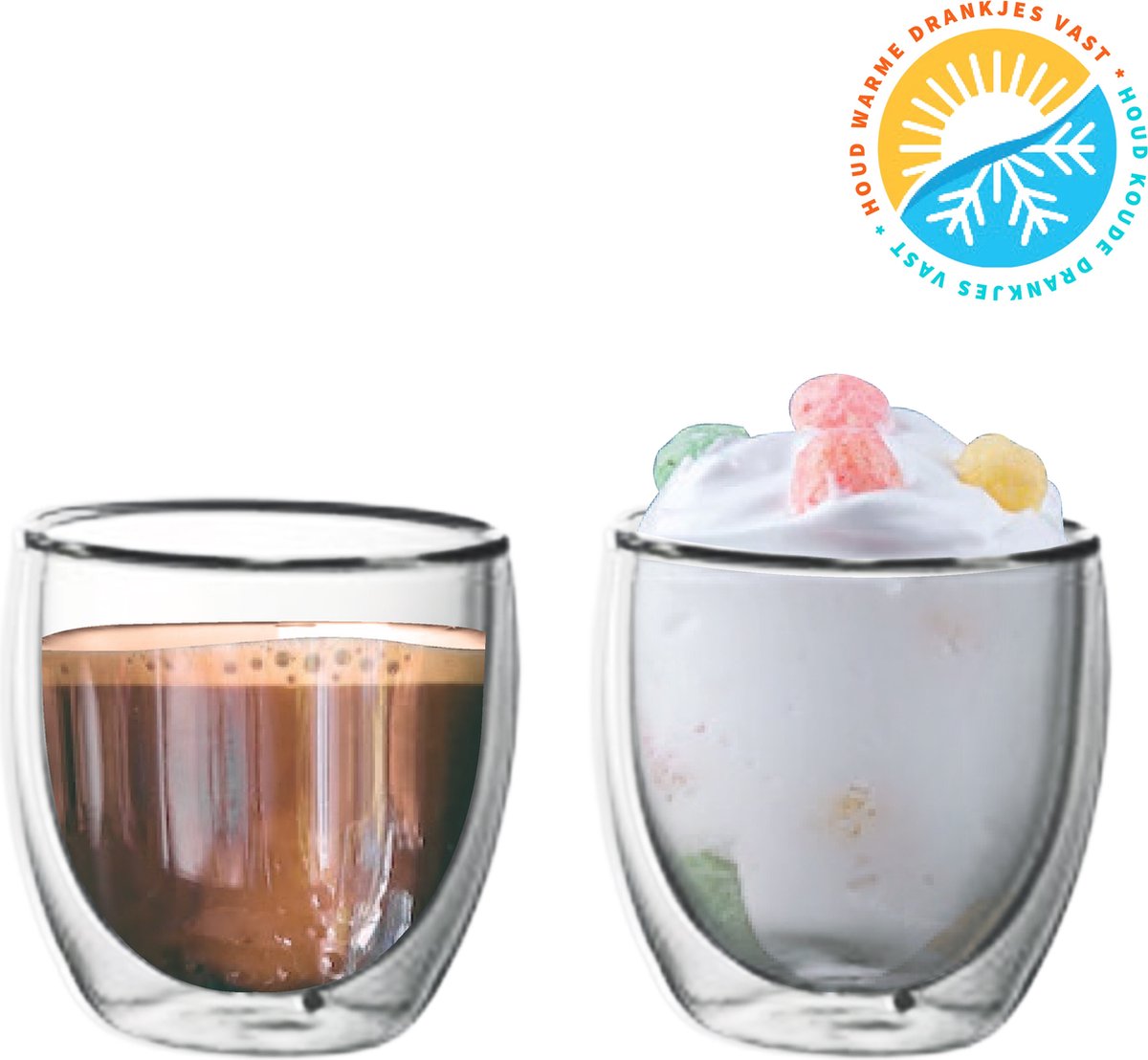 Premium 6x Double-Walled Coffee Glasses 250ml - Borosilicate Glass Cappuccino Cups &amp; Latte Glasses with Thermal Insulation for Coffee, Tea &amp; Espresso