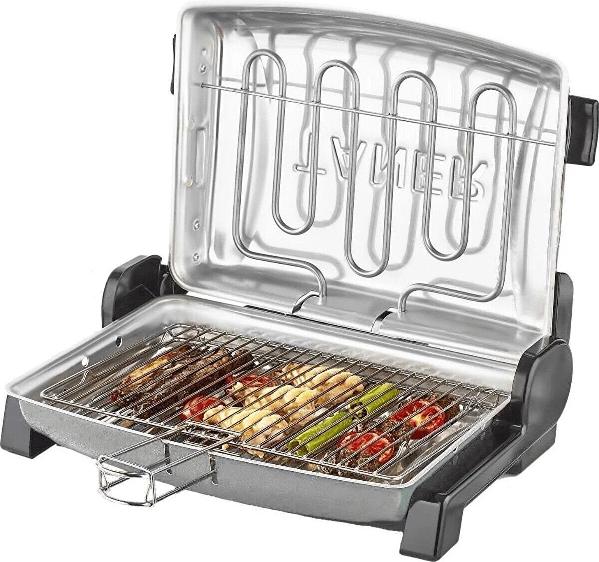 Tobeyz Grey Elektrische Grill &amp; Barbecue - Rookloos, geurloos en snel kookapparaat voor perfect gegrilde BBQ 
