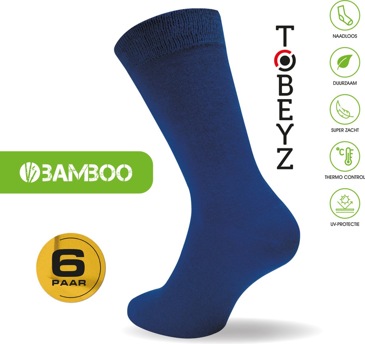 Tobeyz Premium Quality Bamboo Socks 80% - 6 Pair Set Dark Blue - Size 43-46 - Seamless Antibacterial Unisex Socks for Ultimate Comfort &amp; Health