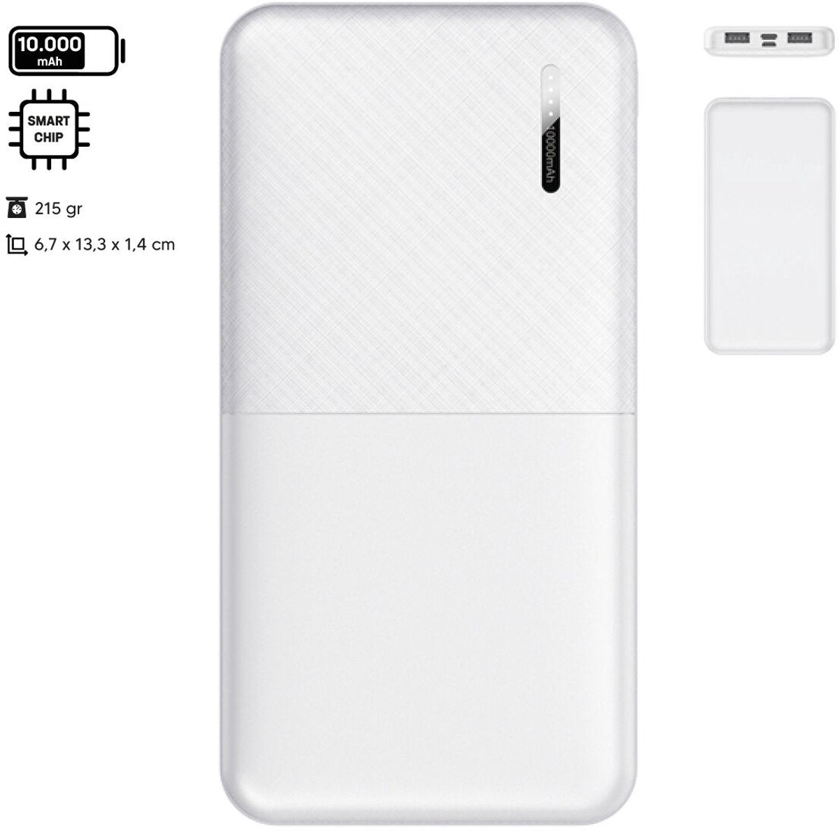 Electrox Powerbank 10000mAh 22.5W - High-Speed Portable Charging Solution with USB-A &amp; USB-C Ports for Smartphones, Tablets &amp; Gadgets in Elegant White