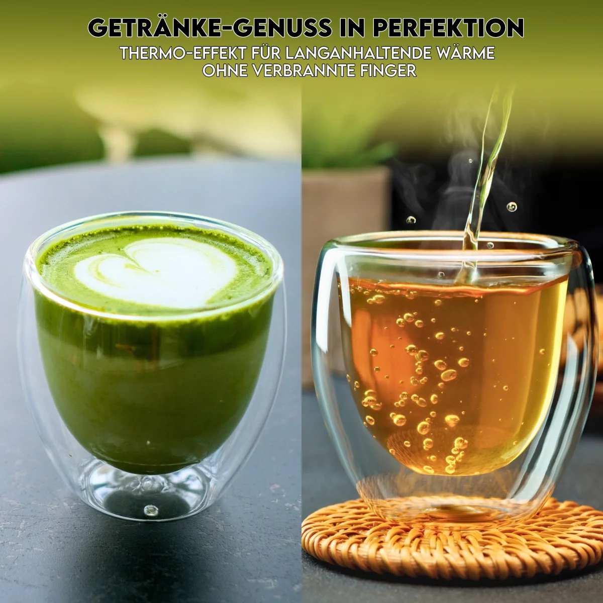 Tobeyz Esmerina Theeglazen 80ml - Premium Double-Walled Glass Espresso Cups - Perfect for Coffee, Tea &amp; Desserts - Set of 6