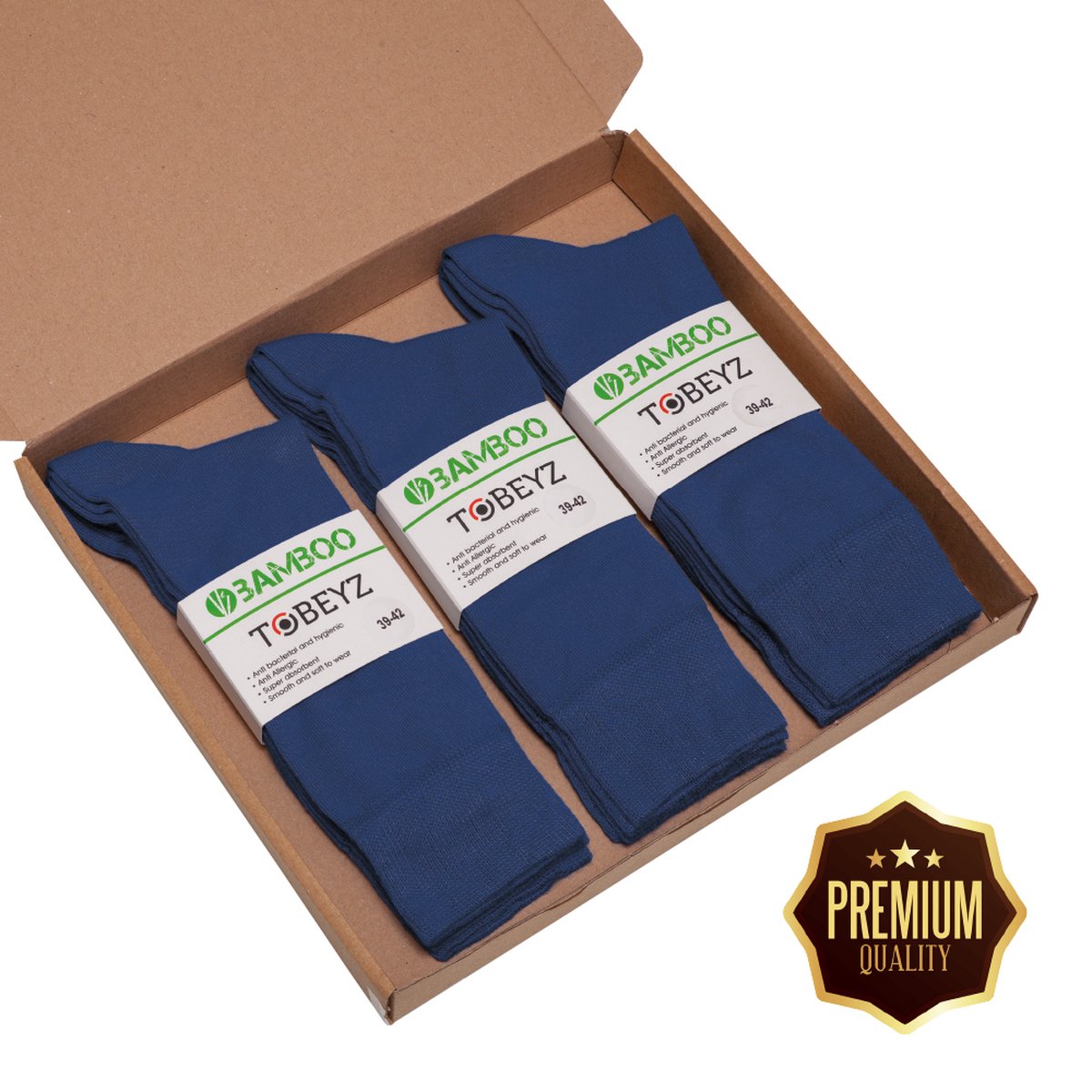 Premium Quality Bamboo Socks - 80% Bamboo Fiber, 3-Pair Pack in Blue, Size 43-46, Unisex Moisture-Wicking Socks for Superior Comfort &amp; Freshness