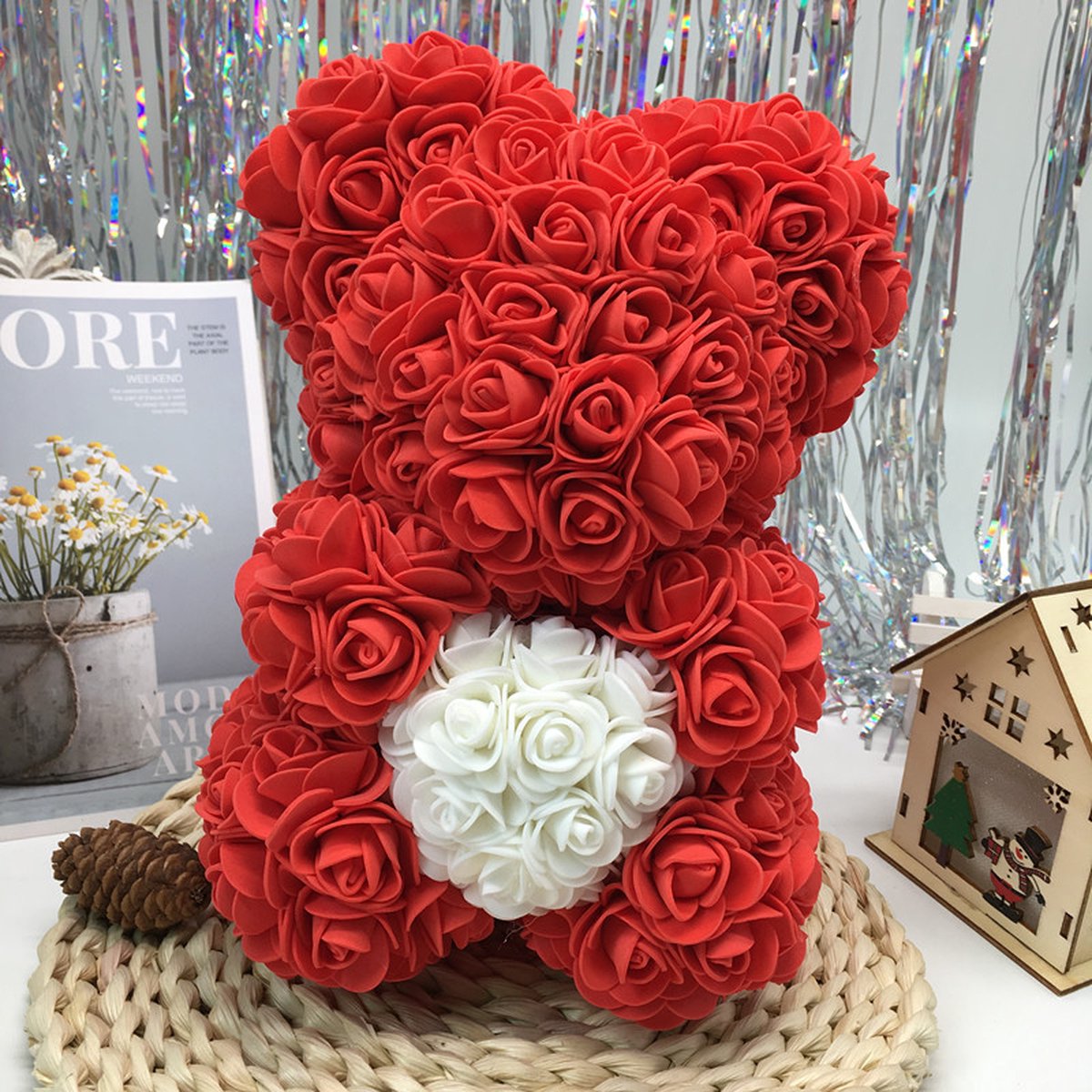 TOBEYZ Premium Rose Bear - Red 30cm in Luxury Gift Box with Heart, Perfect Mother's Day &amp; Valentine's Day Gift, Love Teddy Bear Rose with Elegant Presentation