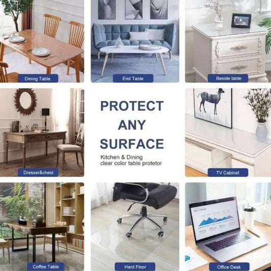 Transparent Table Cover 160x90cm 1.7mm Glass Clear Premium Table Protector