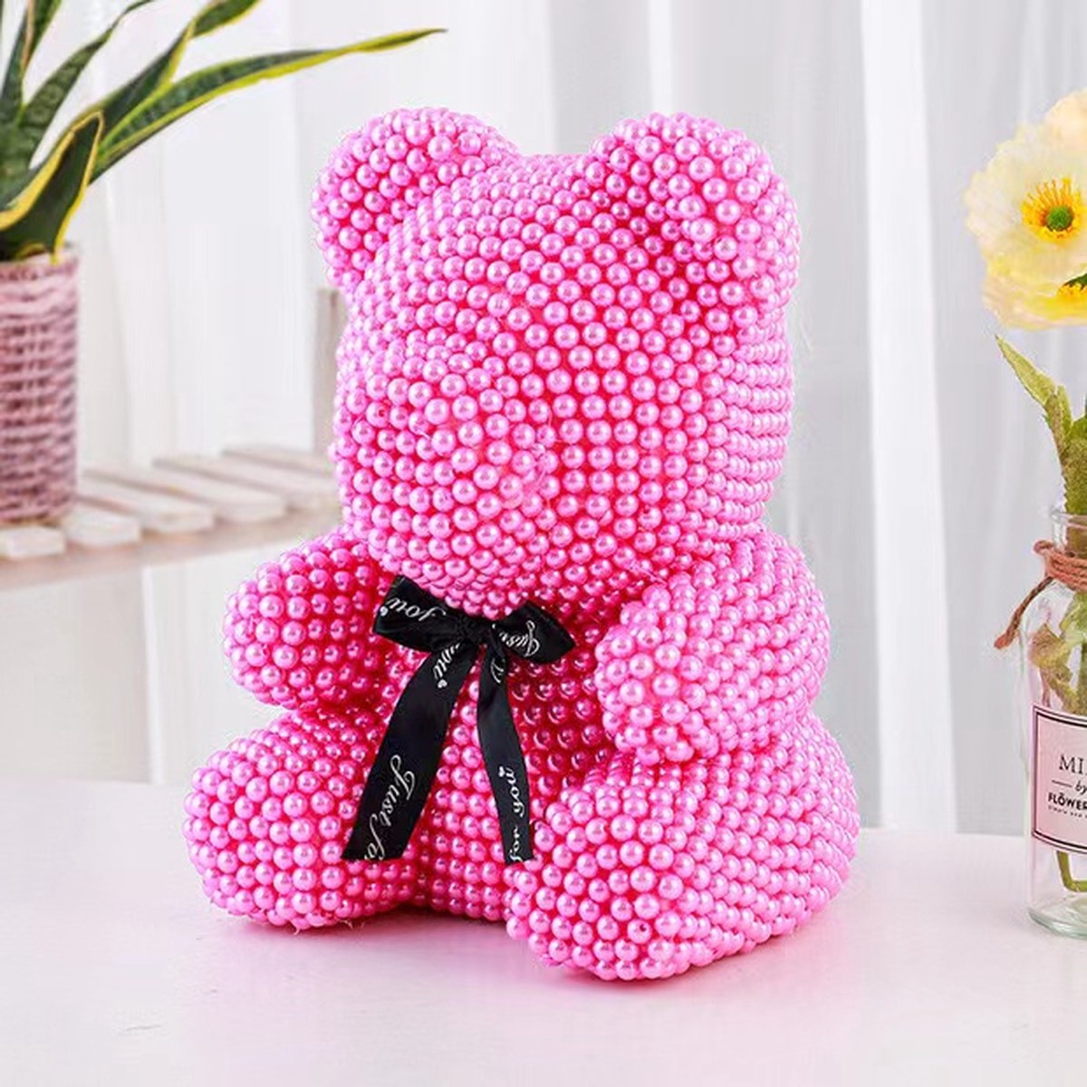 TOBEYZ Roze parel teddybeer 20 cm Valentijnsdag liefdescadeau Moederdag huwelijkscadeau 