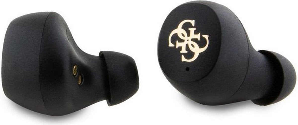 Guess True Wireless 4G Metal Bluetooth In-Ear Earbuds - Premium Designer Audio with Charging Case, Touch Controls &amp; Long Battery Life in Sleek Black