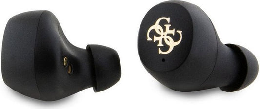 Guess True Wireless 4G Metal Bluetooth In-Ear Earbuds - Premium Designer Audio with Charging Case, Touch Controls &amp; Long Battery Life in Sleek Black