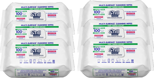 Still Premium Easy Clean Wipes 6-Pack - 600 Extra Large Multi-Purpose Cleaning Wipes with Fresh White Soap Scent for Efficient Streak-Free Cleaning
