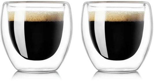 Tobeyz Esmerina Theeglazen 80ml - Premium dubbelwandige glazen espressokopjes - Perfect voor koffie, thee en desserts - Set van 6 