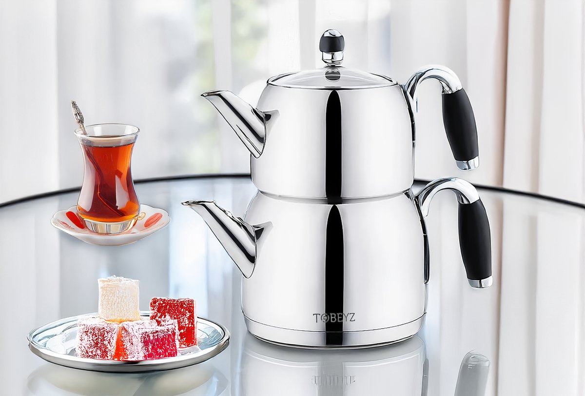 Elevate Your Tea Ritual with the Tobeyz Midi Alara Stainless Steel Teapot Set