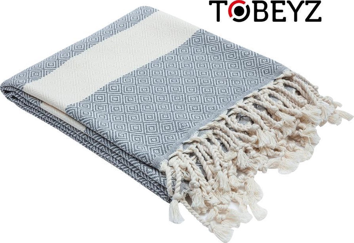 Premium Tobeyz Dark Grey Bath Towel - 100% Cotton 100x180cm Hammam Spa Sauna Towel