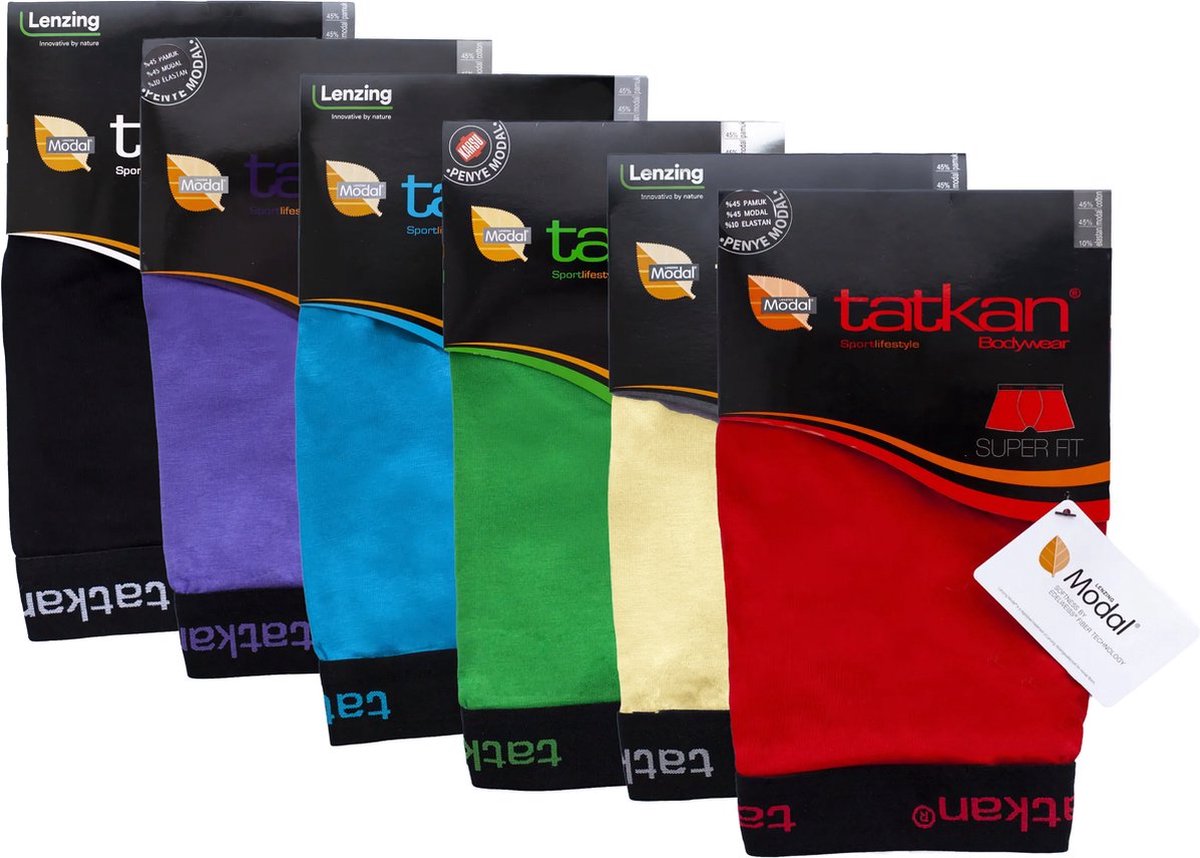Underwear Men Modal Boxer Shorts Premium Men's Underwear Modal Boxer Shorts Normal Fit Size L 6-Pack Black Purple Red Turquoise Green Yellow