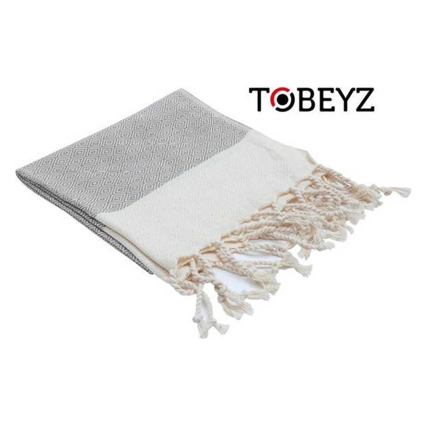 3 Stuks Tobeyz Grijze Handdoek 100% Katoen - 50x 100 cm - Hamamdoek - Hamam - Spa - Sauna doek - Grijs