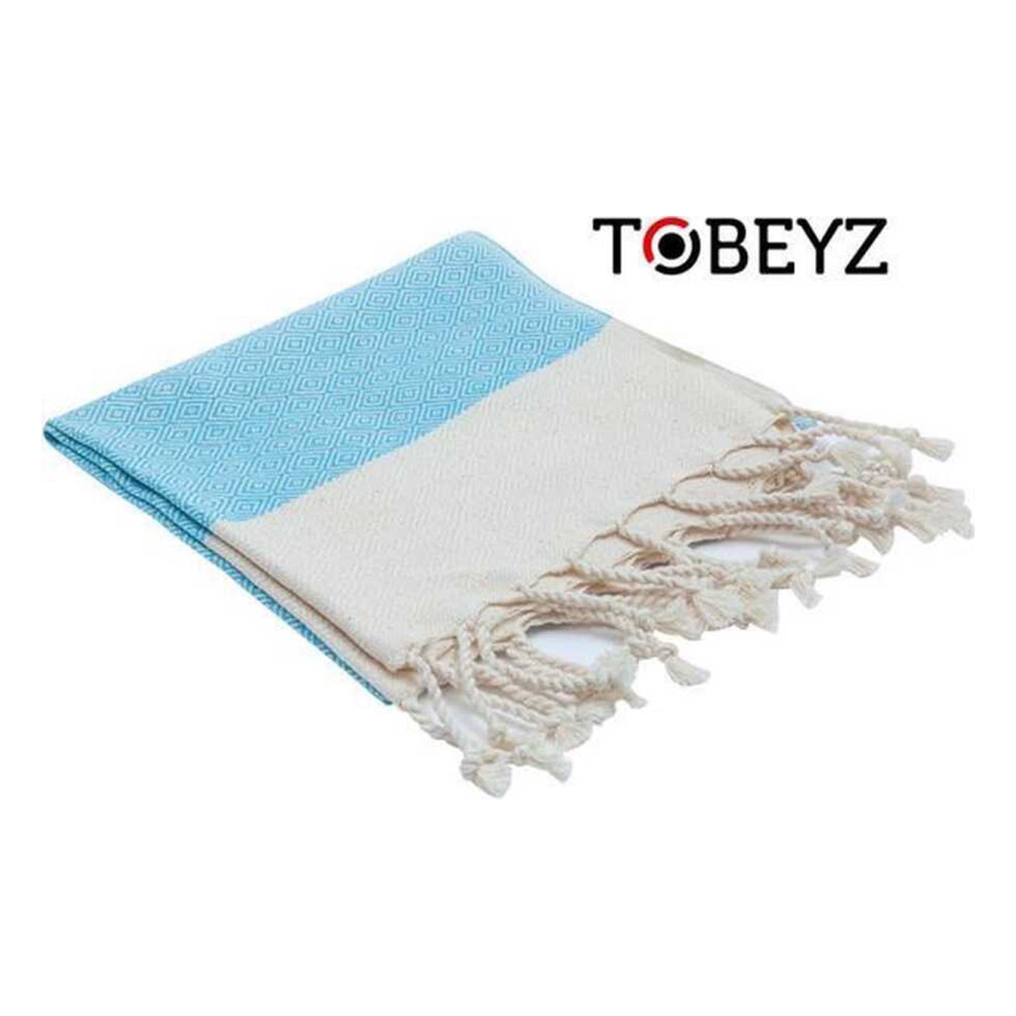 3 Stuks Tobeyz Handdoek Blauw 100% Katoen - 50x 100 cm - Hamamdoek - Spahanddoek - Saunadoek - Blauw