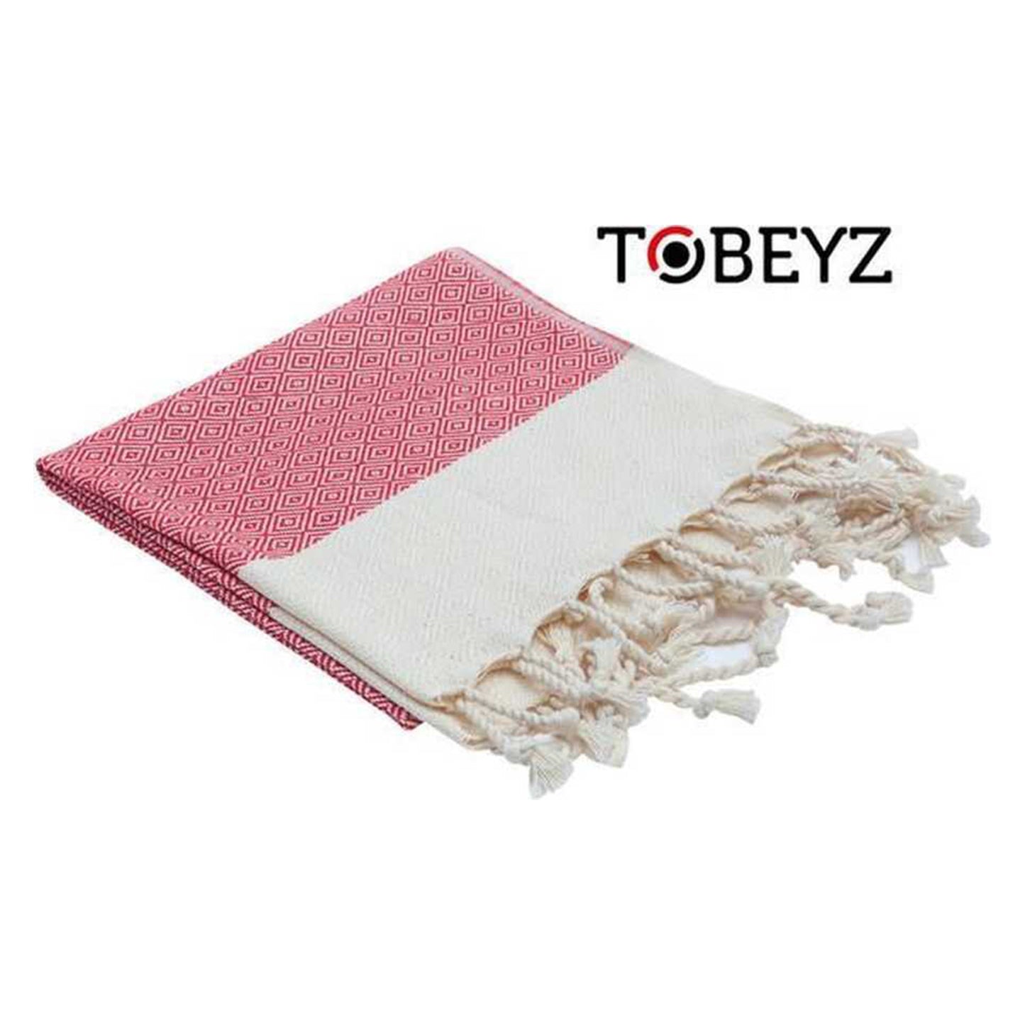 3 Stuks - Tobeyz Handdoek Rood 100% Katoen - 50x 100 cm - Hamamdoek - Hamam - Spahanddoek - Saunadoek - Rood