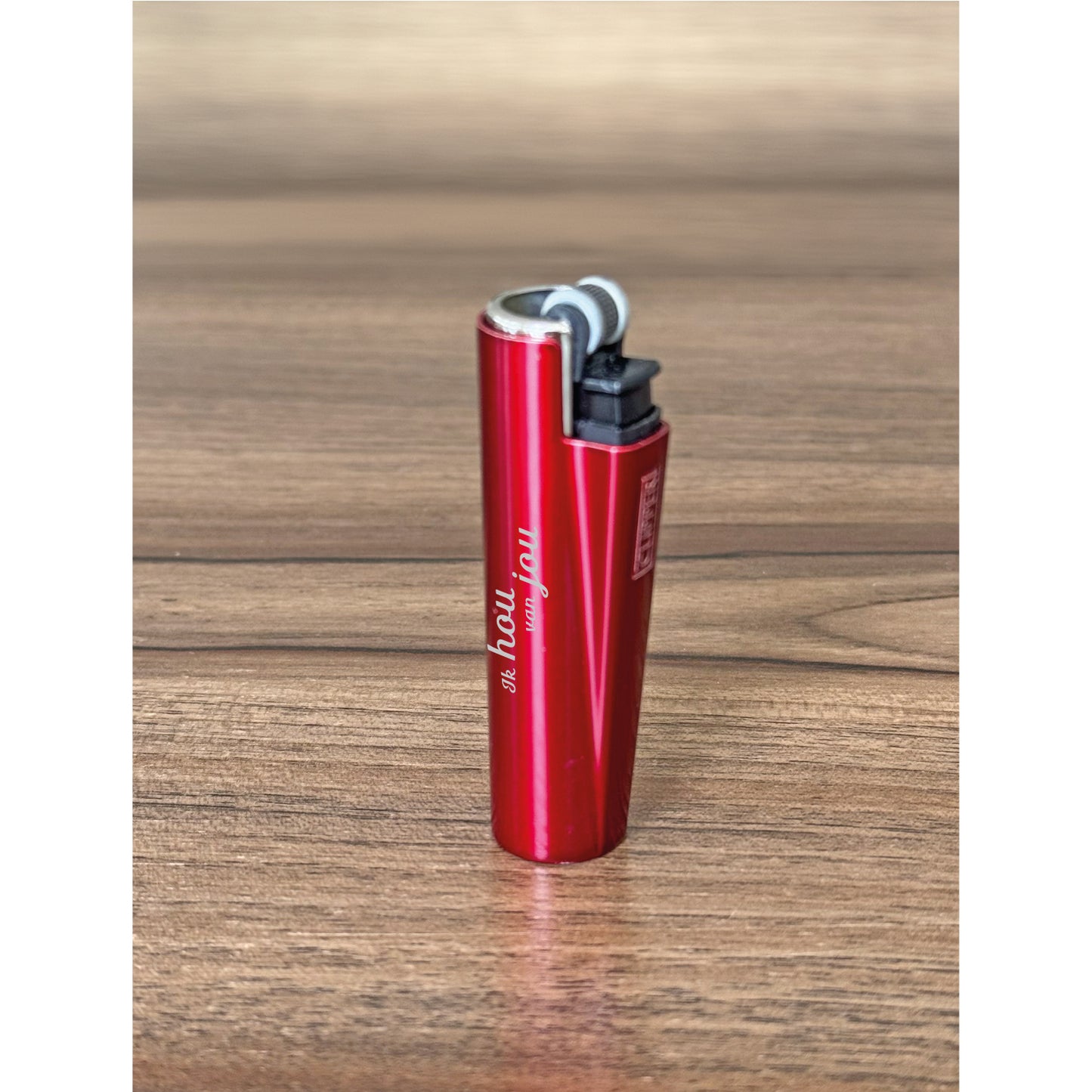 Gepersonaliseerde aanstekers - Metalen Clipper Vuursteen Aansteker - Aansteker Graveren met Logo en Tekst - Eigen Ontwerp - Gepersonaliseerd Cadeau - Blauw, Red, Gray