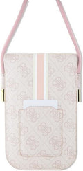 Premium Guess 4G Printed Stripe Designer Bag - Luxe roze Saffiano leren organizer met iconisch logopatroon voor mode en functionaliteit 