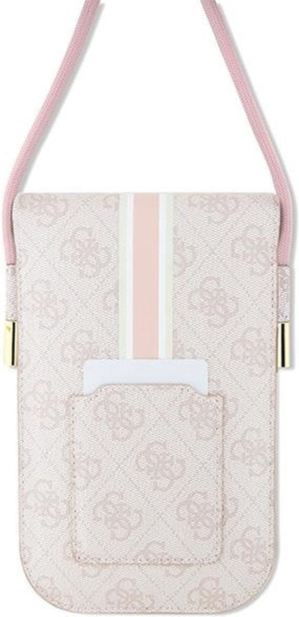 Premium Guess 4G Printed Stripe Designer Bag - Luxury Pink Saffiano Leather Organizer with Iconic Logo Pattern for Fashion &amp; Functionality