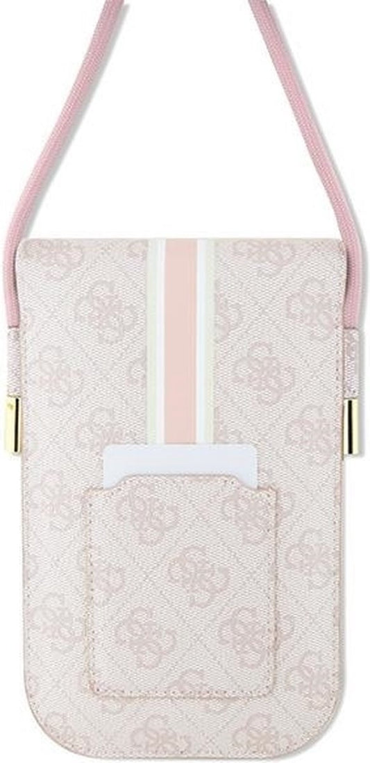 Premium Guess 4G Printed Stripe Designer Bag - Luxury Pink Saffiano Leather Organizer with Iconic Logo Pattern for Fashion &amp; Functionality