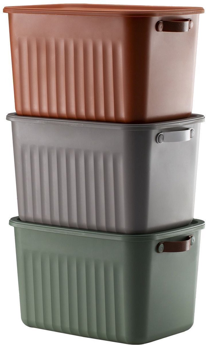 Tobeyz 15L BPA-Free Stackable Storage Bins with Lids (3-Pack, Grey)