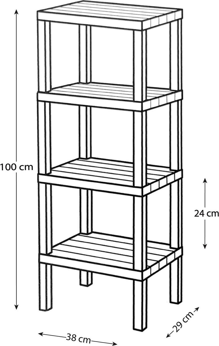 Premium 4-Tier Standing Storage Rack 38x33x100cm - Black BPA-Free Multi-Purpose Bathroom and Kitchen Organization System for Sophisticated Space Solutions and Modern Storage Design