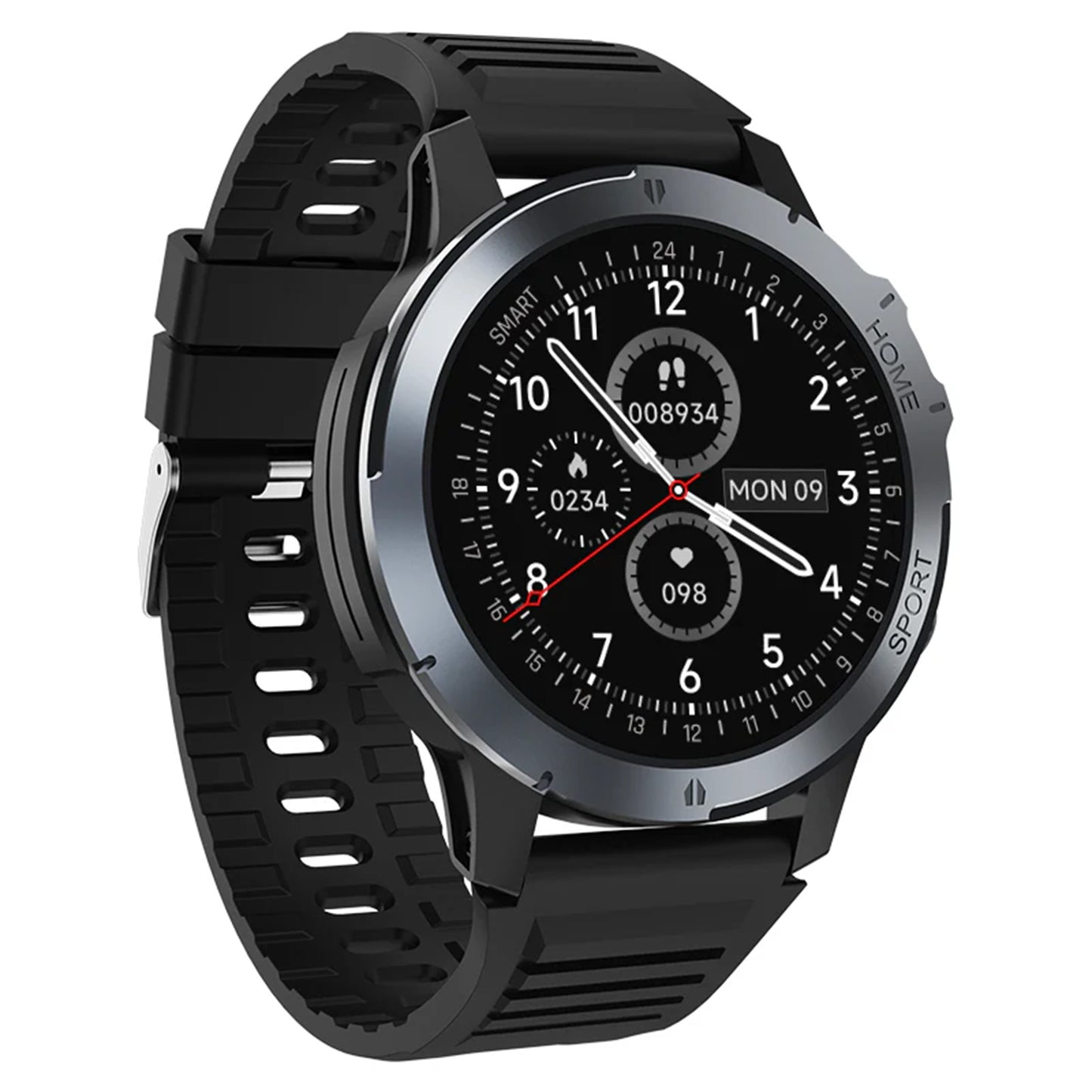 Electrox - Smartwatch met sportfuncties - Smart Horloge - Fitness Tracker - Bluetooth Smartwatch – Full Touchscreen - Bloeddruk & Hartslagmeter - Activity Tracker - Dames en Heren SmartWatch – Ronde - Zwart T35