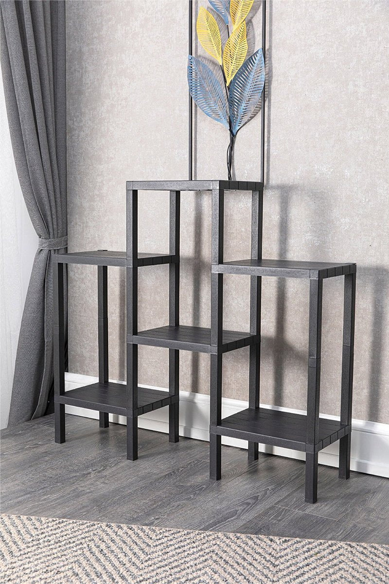 Black Metal 6-Tier Storage Rack: Ideal for Small Spaces, Bathroom Organization, and Kitchen Storage