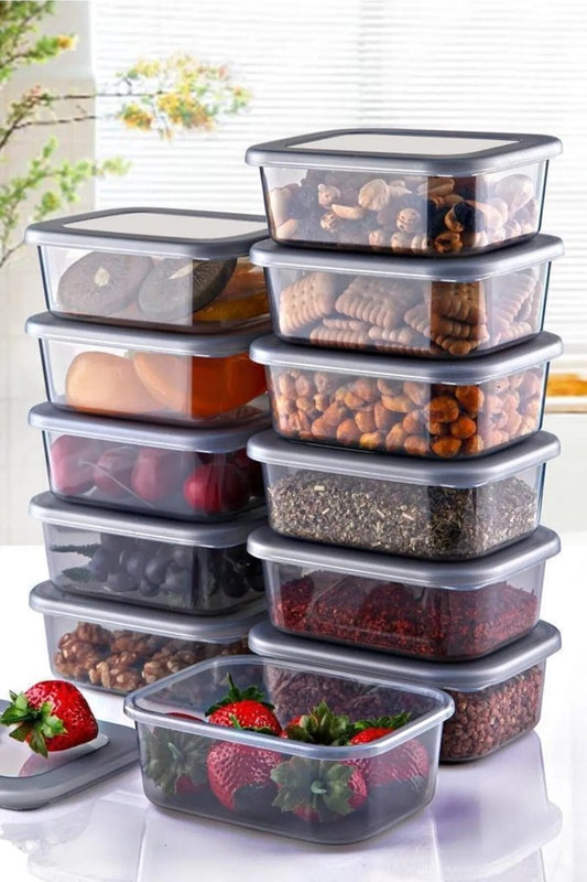 Tobeyz 12-Piece Food Storage Container Set with Lids Meal Prep Containers Freezer Containers 250ml Lunch Box Airtight BPA Free Reusable