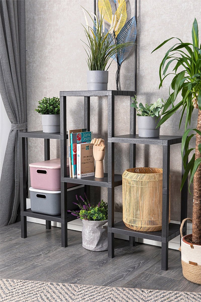 Black Metal 6-Tier Storage Rack: Ideal for Small Spaces, Bathroom Organization, and Kitchen Storage