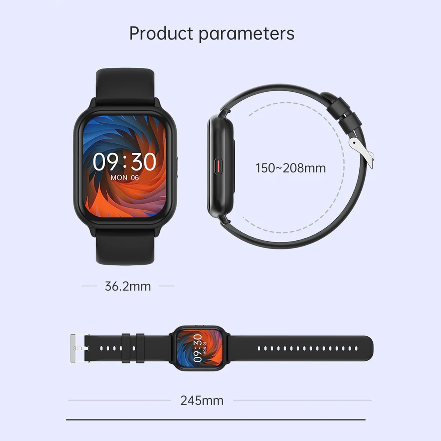 Electrox - Smartwatch met sportfuncties - Smart Horloge - Fitness Tracker - Bluetooth Smartwatch – Full Touchscreen - Bloeddruk & Hartslagmeter - Activity Tracker - Dames en Heren SmartWatch - T17F